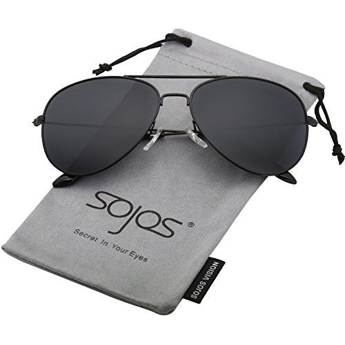 SojoS Gafas De Sol Para Hombres Y Mujeres Aviator Clásico Marco Metal Lentes Espejo Polarizadas SJ1054