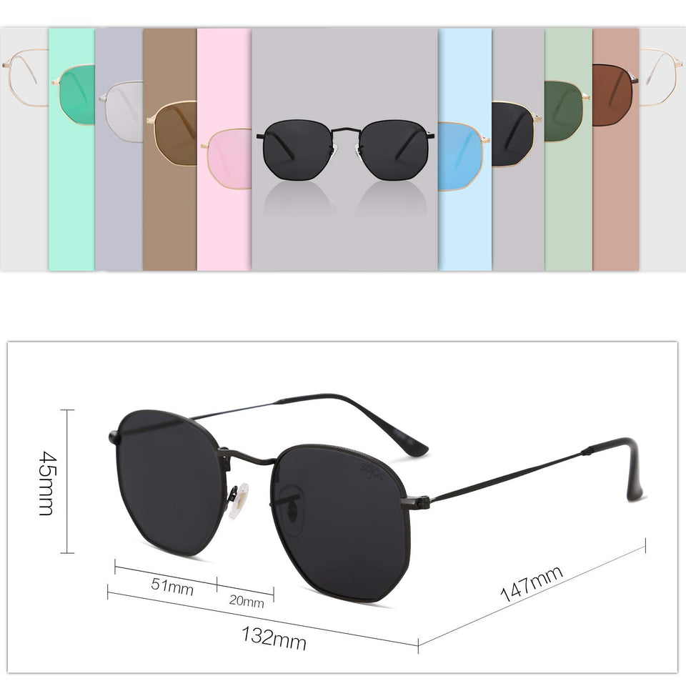 SojoS Lentes de sol Polarizado Unisex Hombre Mujer Pequeño Clásico Cuadrado Vintage UV400 Protección SJ1072