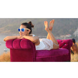 RabbitStorm Gafas de Sol de Madera de Bambú con Azul Lente Polarizada de Protección UV en Vintage Wayfarer Style- Gafas de Sol Modelo Niza - Bamboo -Unisex (Azul)