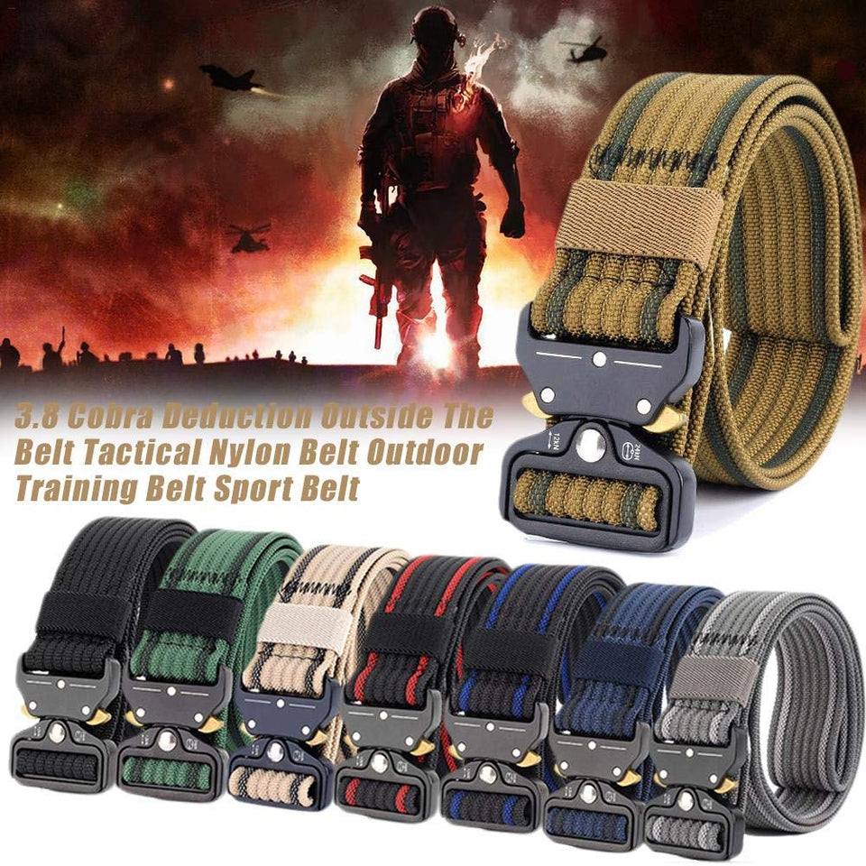 Heilsa Cinturón táctico para Hombres y Mujeres, Estilo Militar Correa de Nylon Cinturón de Tela para Exteriores con Hebilla de Metal de liberación rápida