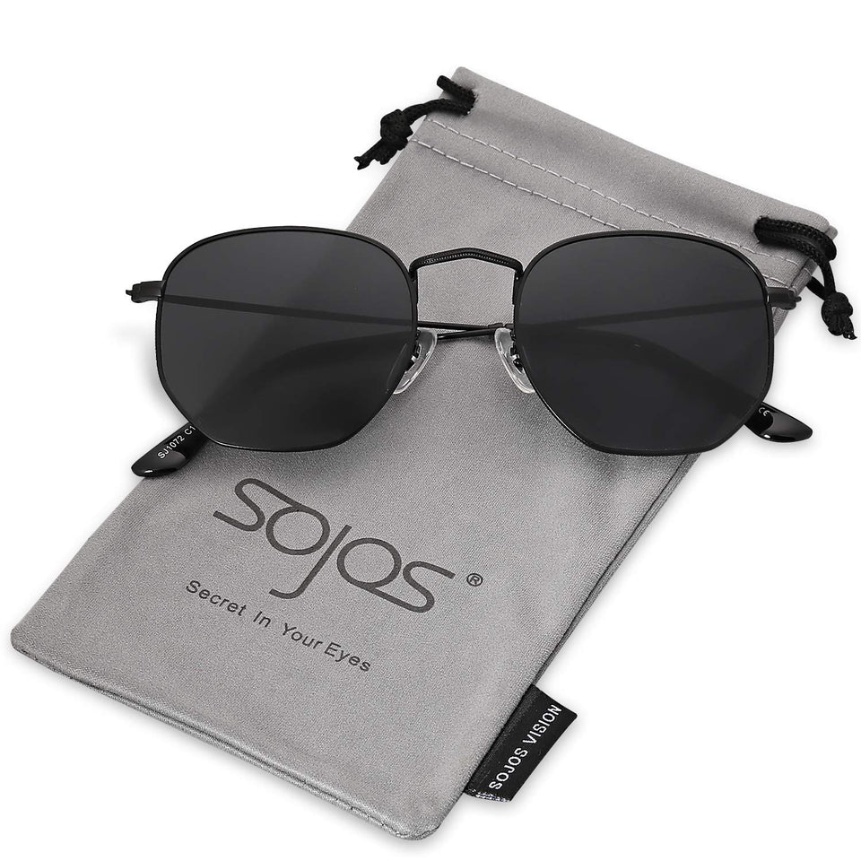 SojoS Lentes de sol Polarizado Unisex Hombre Mujer Pequeño Clásico Cuadrado Vintage UV400 Protección SJ1072