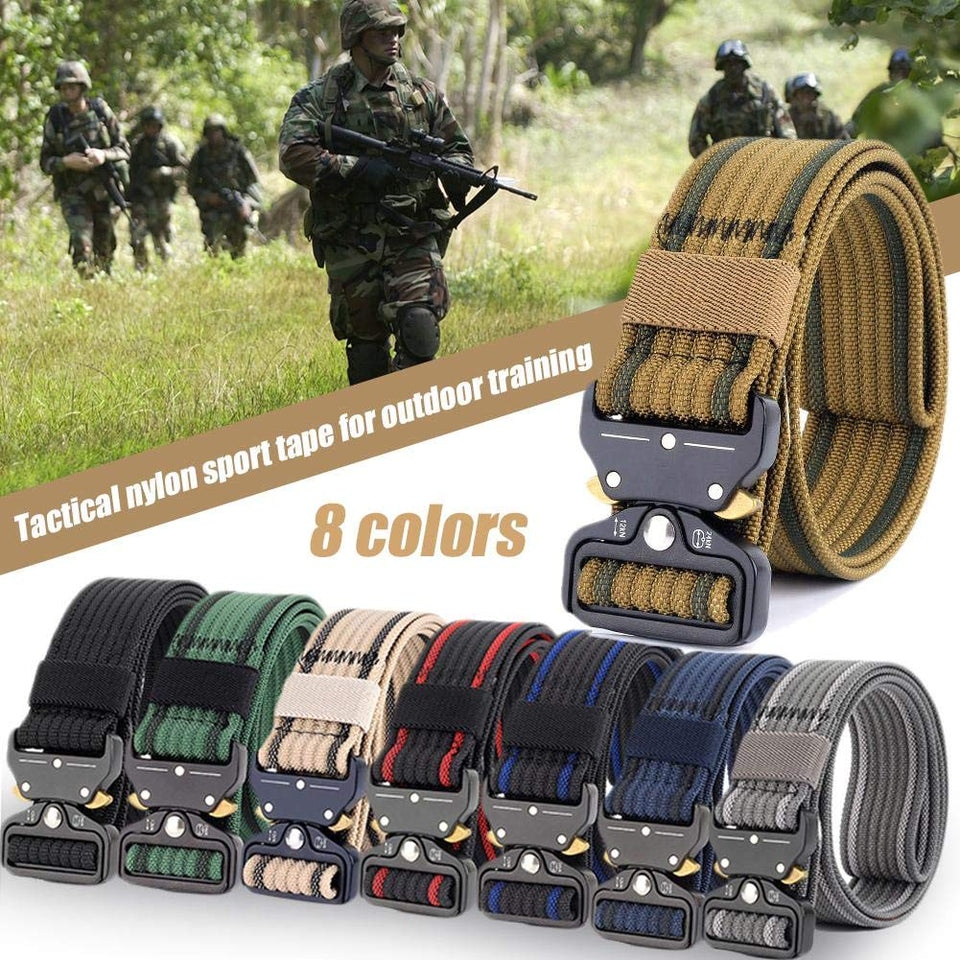 Heilsa Cinturón táctico para Hombres y Mujeres, Estilo Militar Correa de Nylon Cinturón de Tela para Exteriores con Hebilla de Metal de liberación rápida