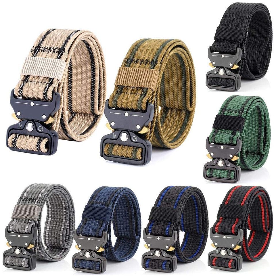 Heilsa Cinturón táctico para Hombres y Mujeres, Estilo Militar Correa de Nylon Cinturón de Tela para Exteriores con Hebilla de Metal de liberación rápida