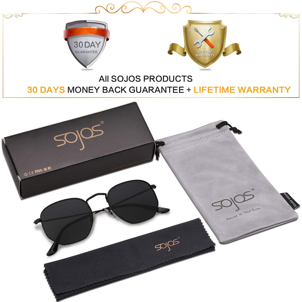 SojoS Lentes de sol Polarizado Unisex Hombre Mujer Pequeño Clásico Cuadrado Vintage UV400 Protección SJ1072
