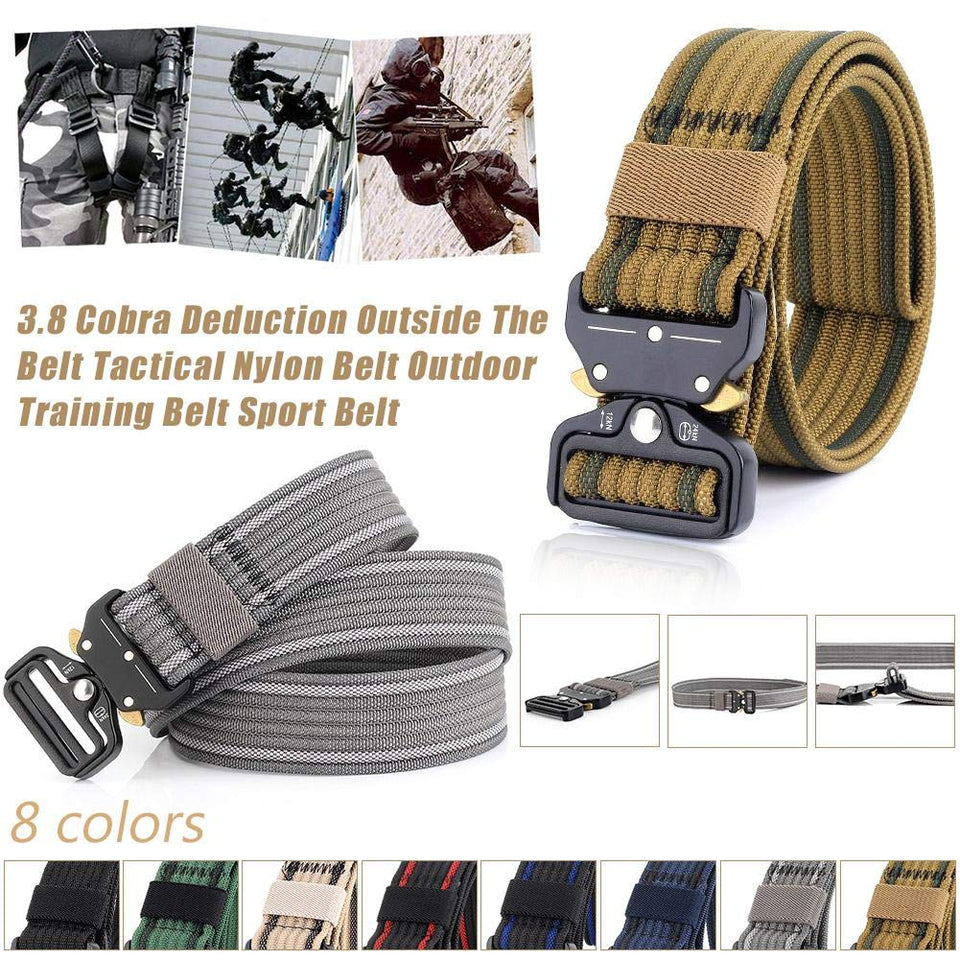 Heilsa Cinturón táctico para Hombres y Mujeres, Estilo Militar Correa de Nylon Cinturón de Tela para Exteriores con Hebilla de Metal de liberación rápida