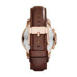 Fossil FS4991 Grant Chronograph - Reloj Análogo Redondo con Movimiento de Cuarzo para Hombre, Acero Inoxidable, Piel, Caja Dorado Rosa y Correa Marrón, 44 mm